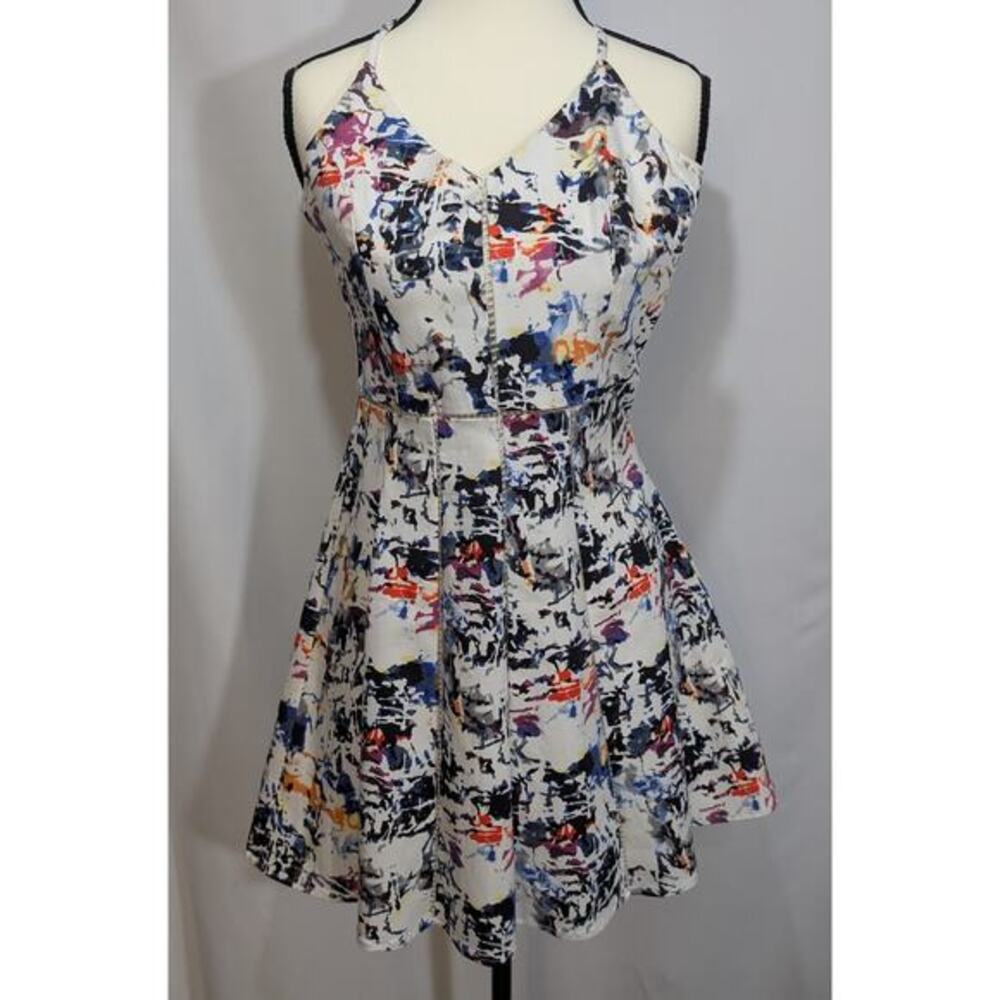 Parker Abstract‎ Print Fit & Flare Dress Side Zip Size XS Multicolor